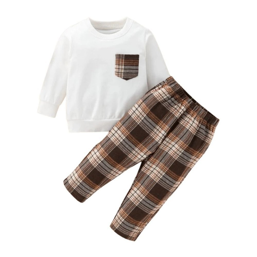 NEW SHEIN Plaid Pocket‎ Pant Set Size 18-24M
